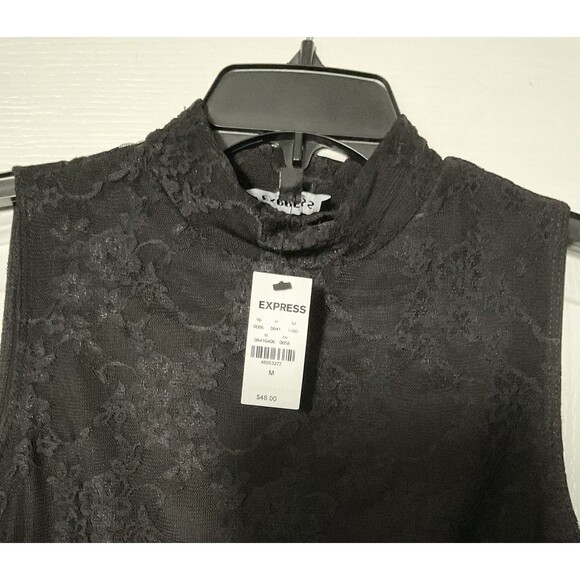 Express Women's Lace Mock Neck Tank Size M, Black - Picture 7 of 7